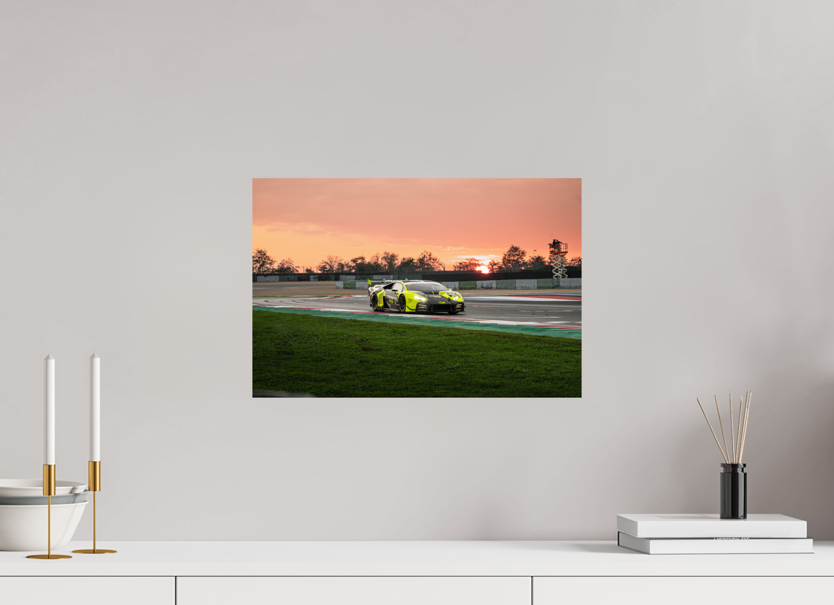45 x 30 cm, Photo Print On Fuji Crystal DP II Photographie Murale - Lamborghini Huracan GT3 Evo Sunset n2