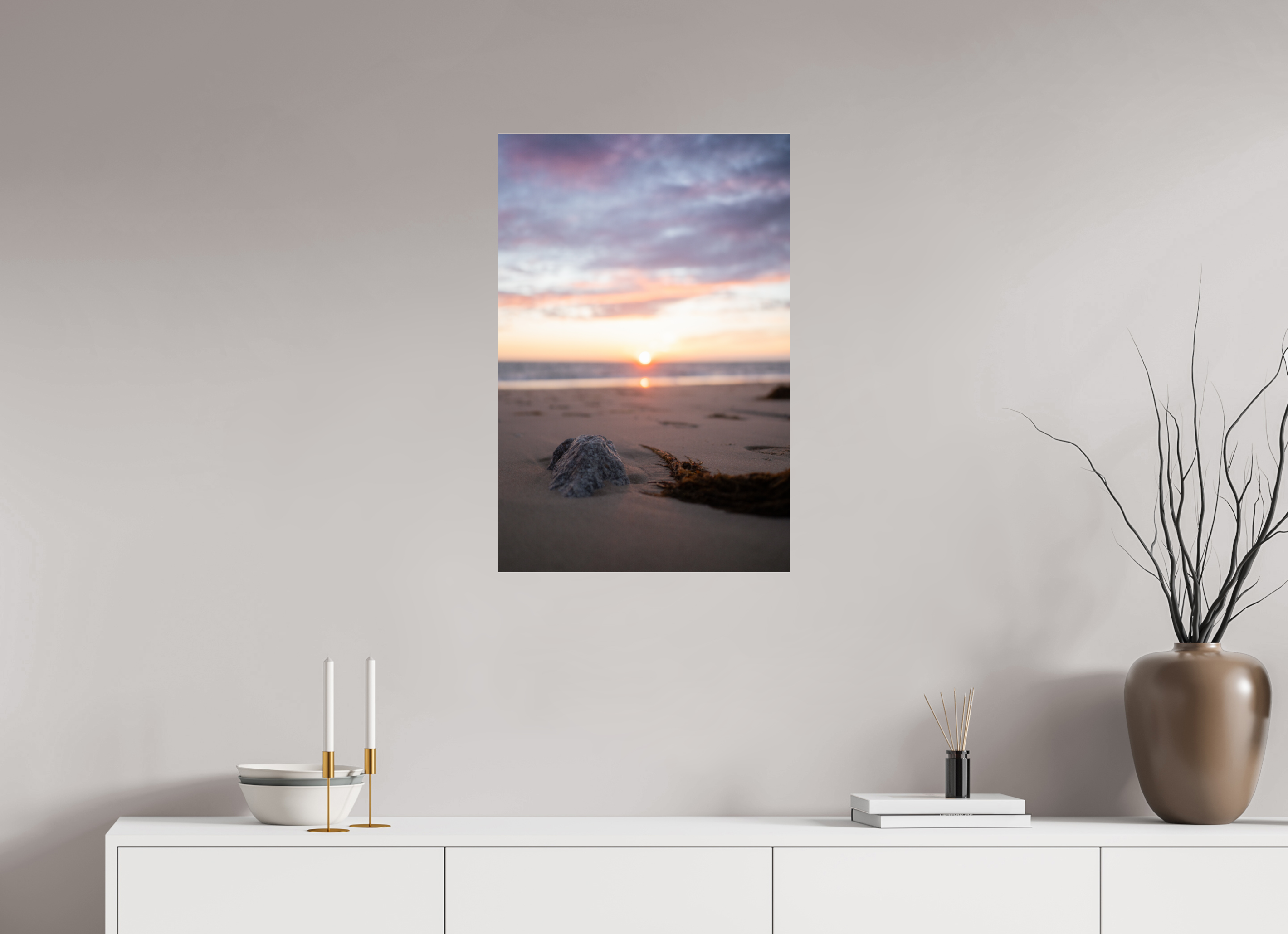 50 x 75 cm, Photo Print Under Acrylic Glass Photographie Murale - Couché de soleil sur la mer