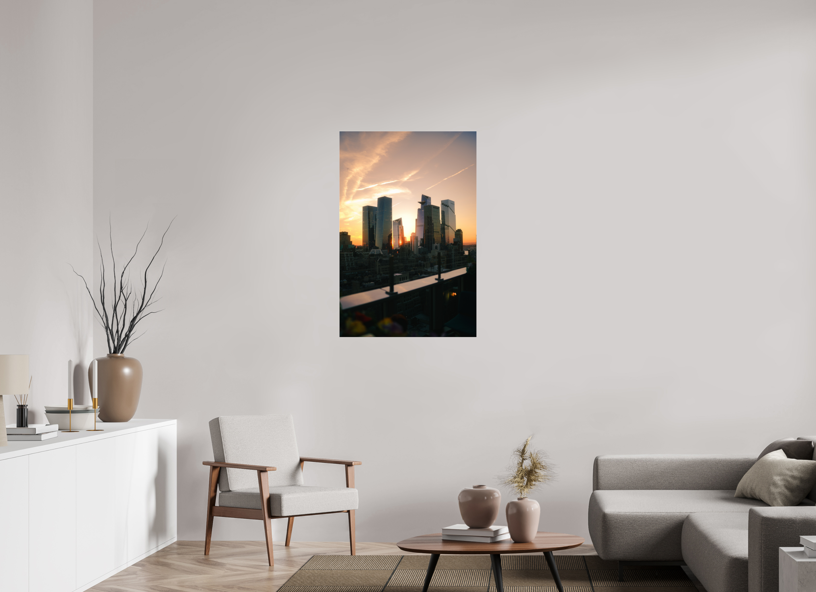 70 x 105 cm, Photo Print Under Acrylic Glass Photographie Murale - Sunset New-York