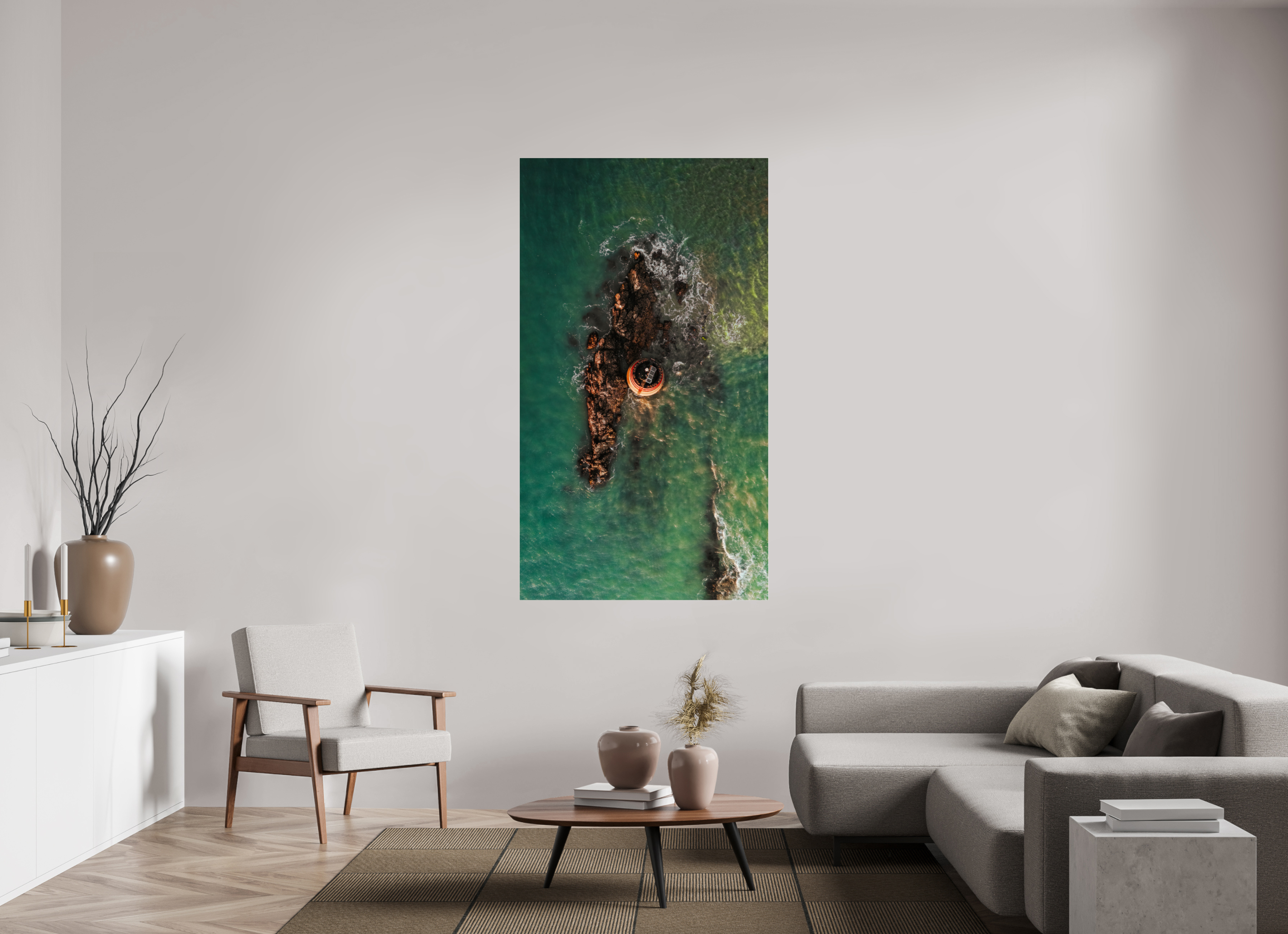 99 x 176 cm, Photo Print Under Acrylic Glass Photographie Murale - Phare isolé