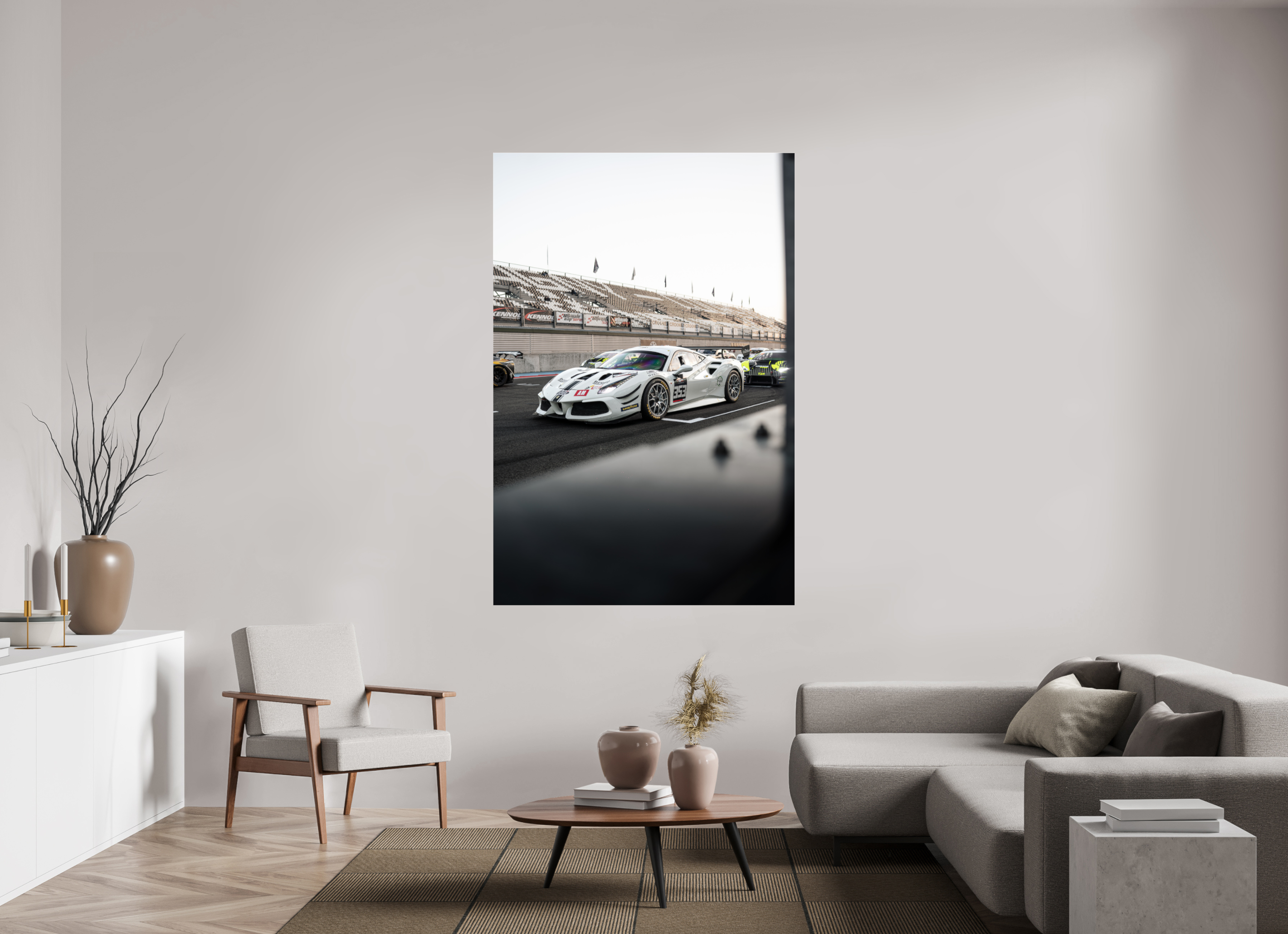 120 x 180 cm, Photo Print Under Acrylic Glass Photographir Murale - Ferrari 488 GT3