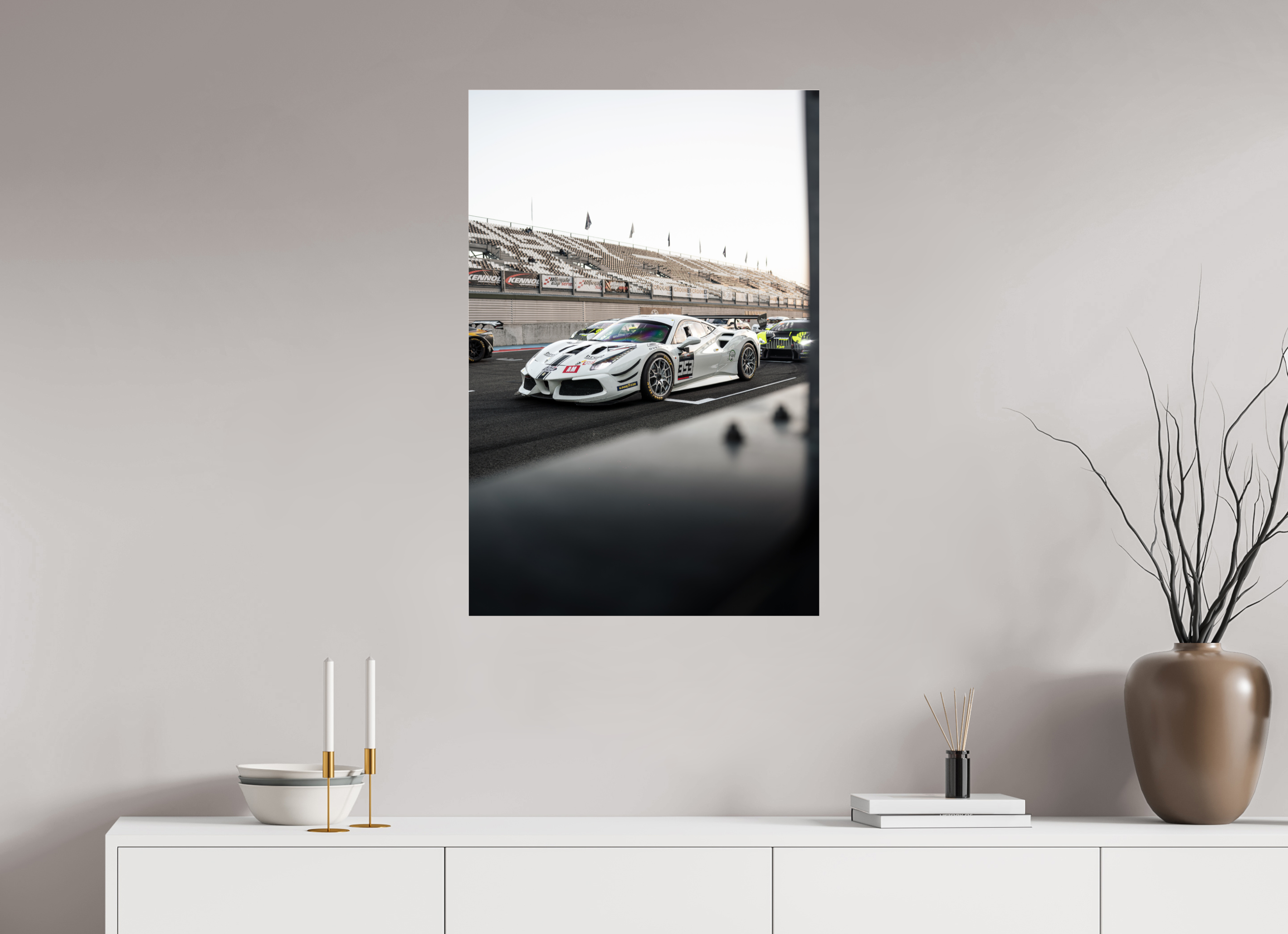 60 x 90 cm, Photo Print Under Acrylic Glass Photographir Murale - Ferrari 488 GT3