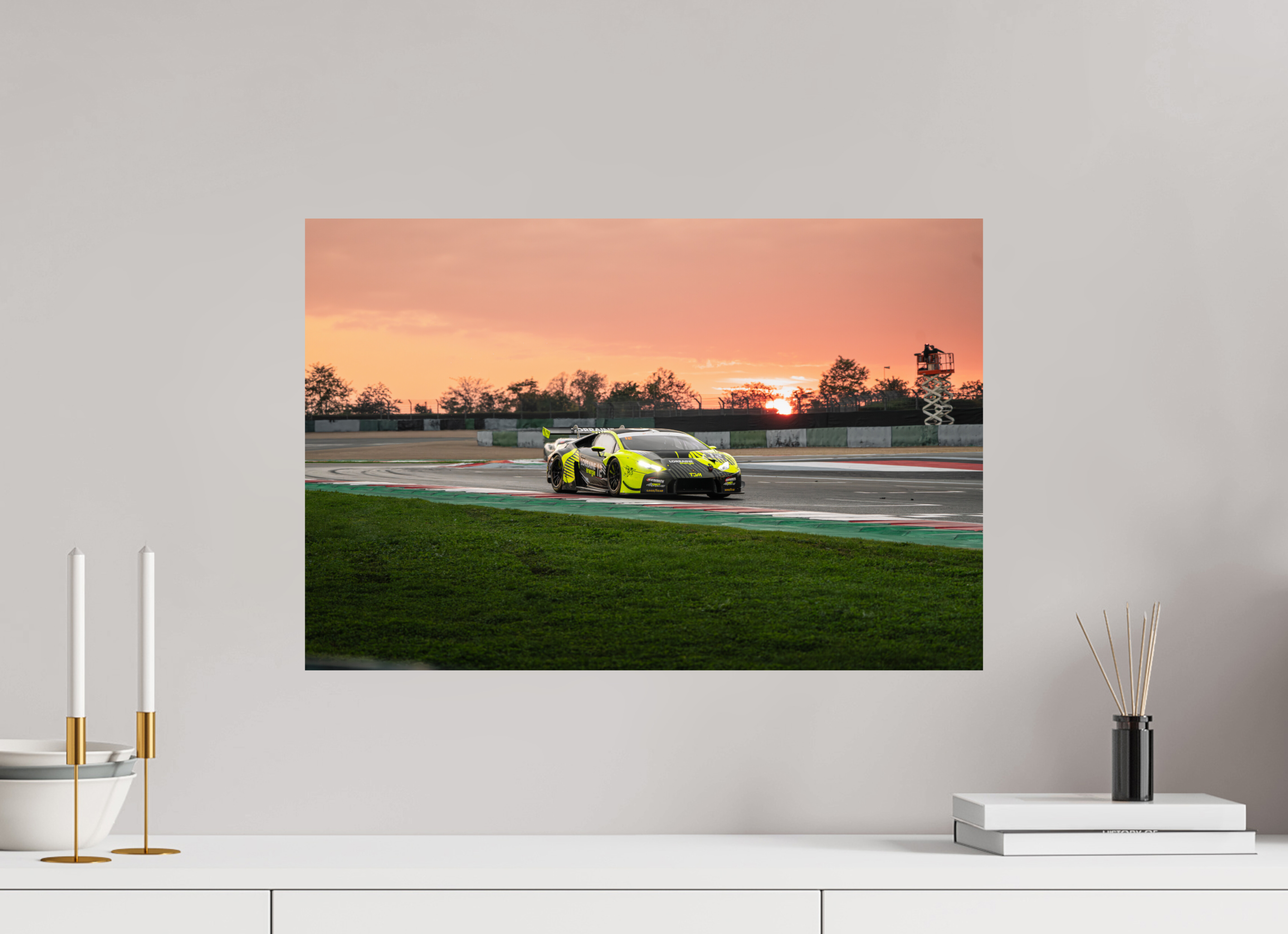 60 x 40 cm, Photo Print On Fuji Crystal DP II Photographie Murale - Lamborghini Huracan GT3 Evo Sunset n2