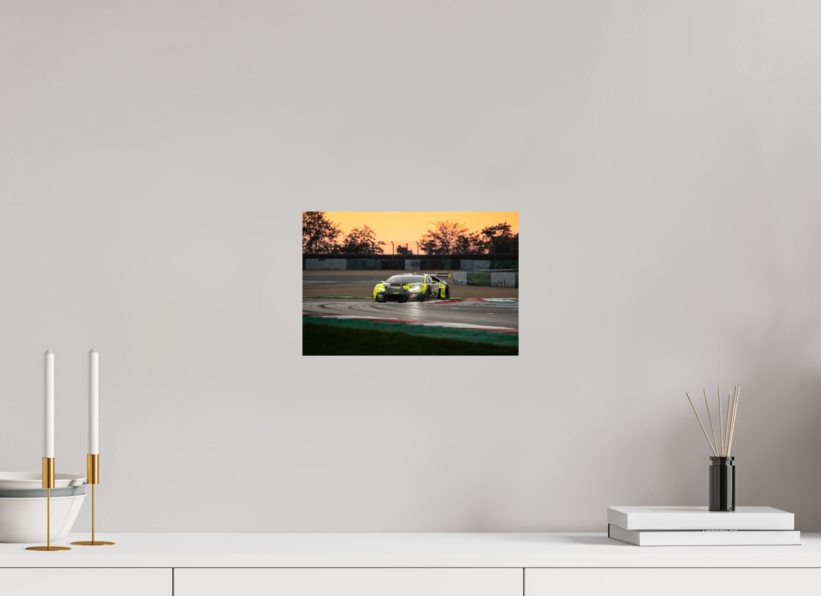 30 x 20 cm, Photo Print On Fuji Crystal DP II Photographie Murale - Lamborghini Huracan GT3 Evo Sunset n1