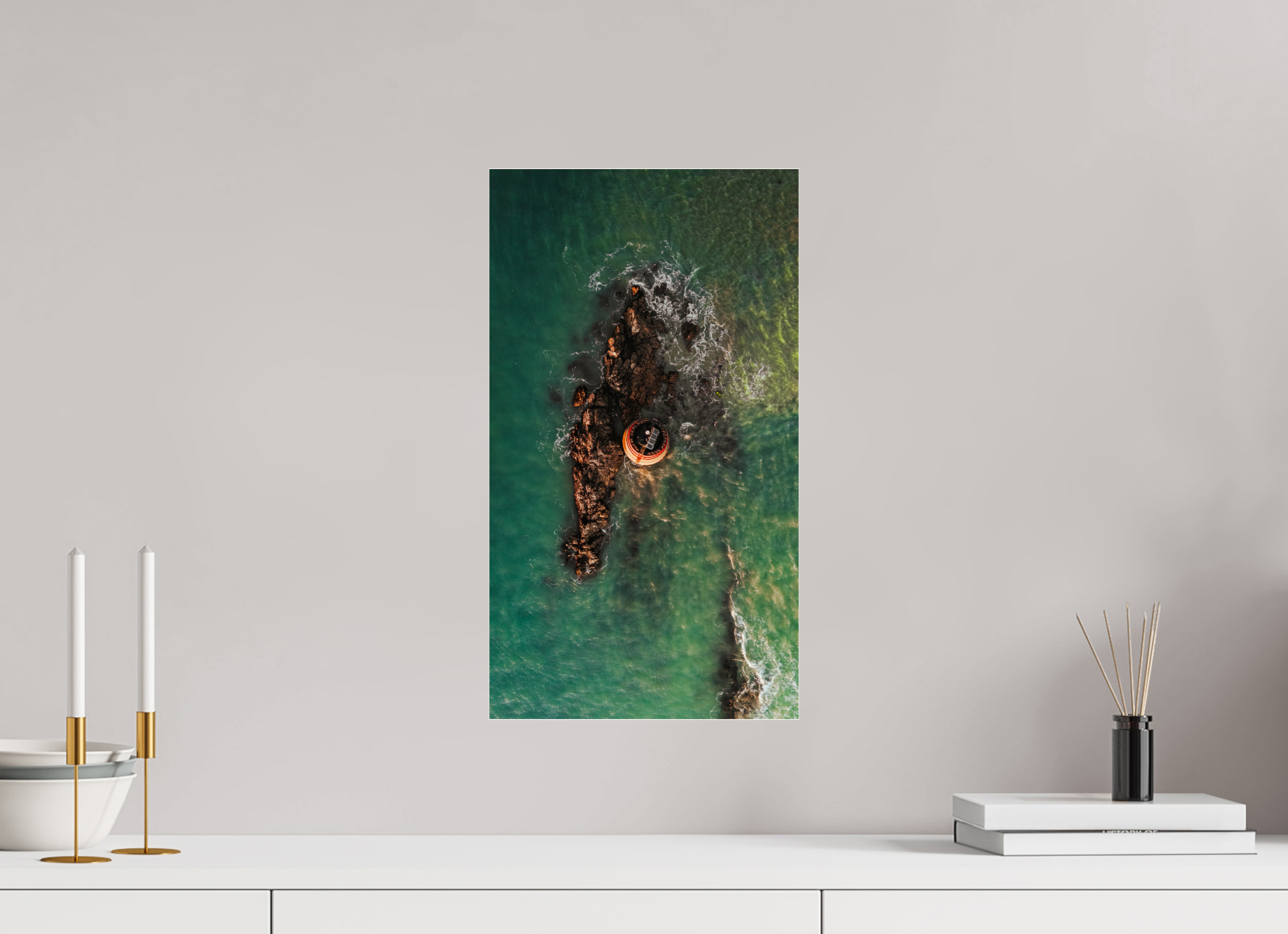 27 x 48 cm, Photo Print Under Acrylic Glass Photographie Murale - Phare isolé