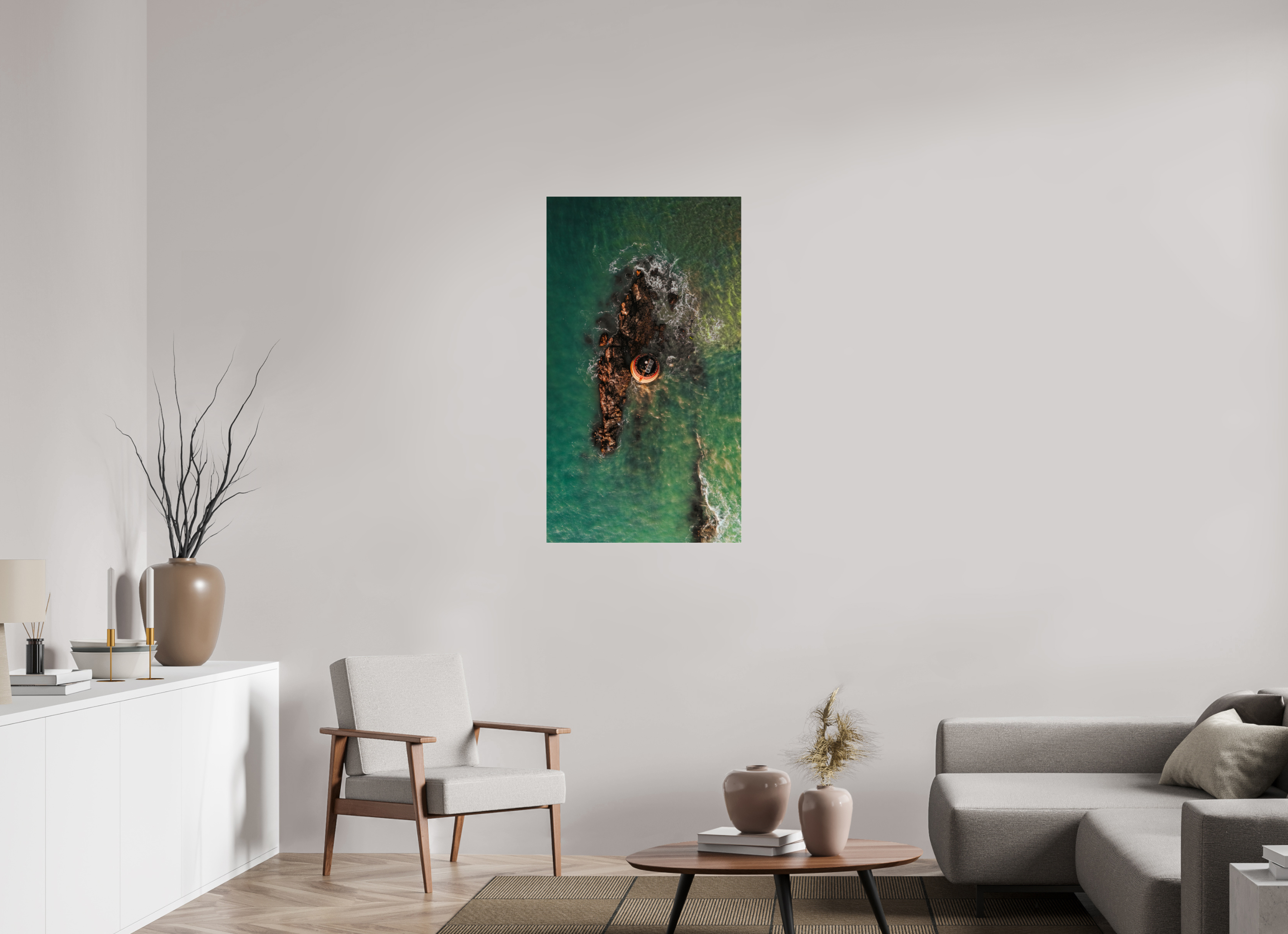 63 x 112 cm, Photo Print Under Acrylic Glass Photographie Murale - Phare isolé