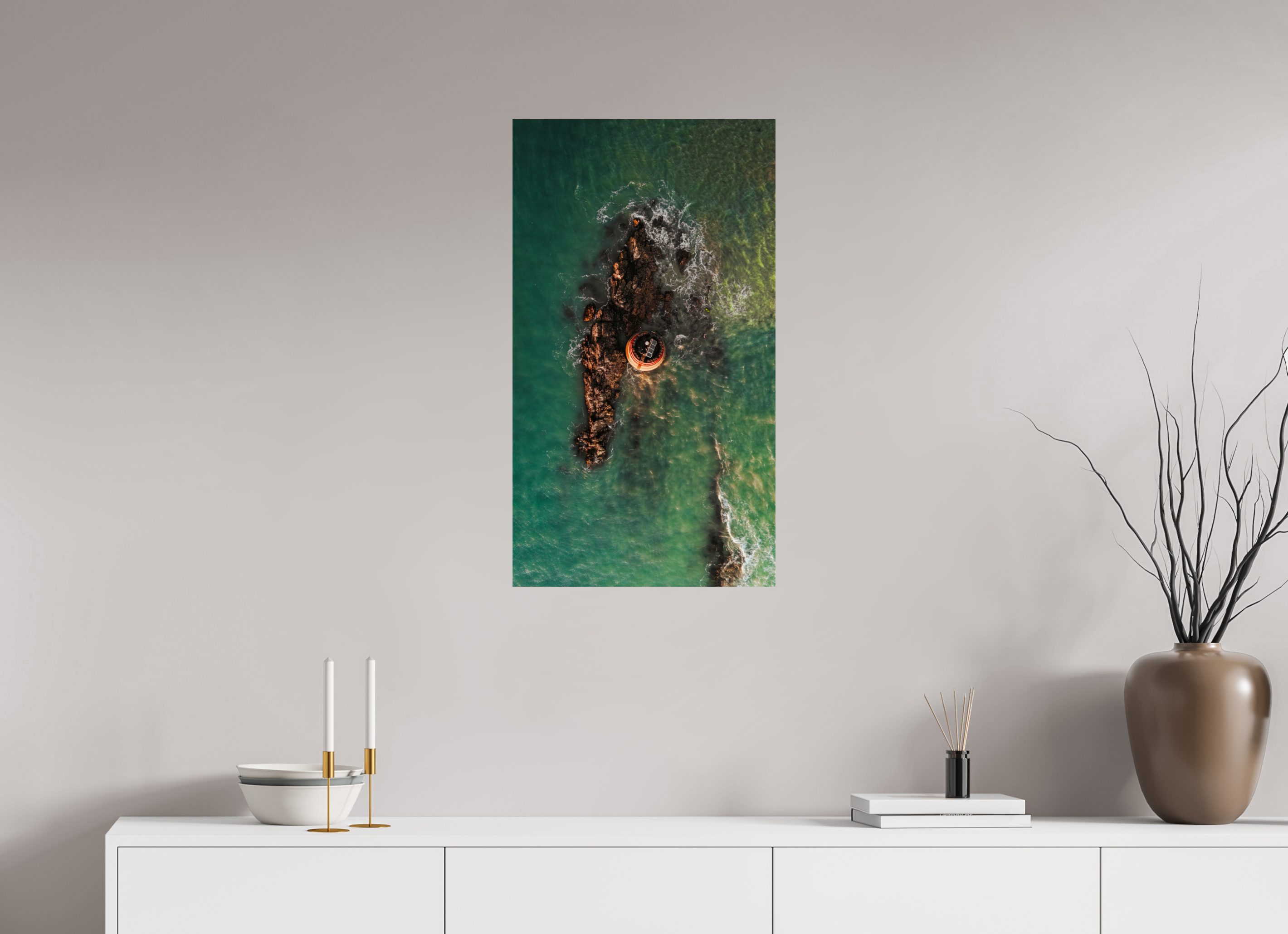 45 x 80 cm, Photo Print Under Acrylic Glass Photographie Murale - Phare isolé