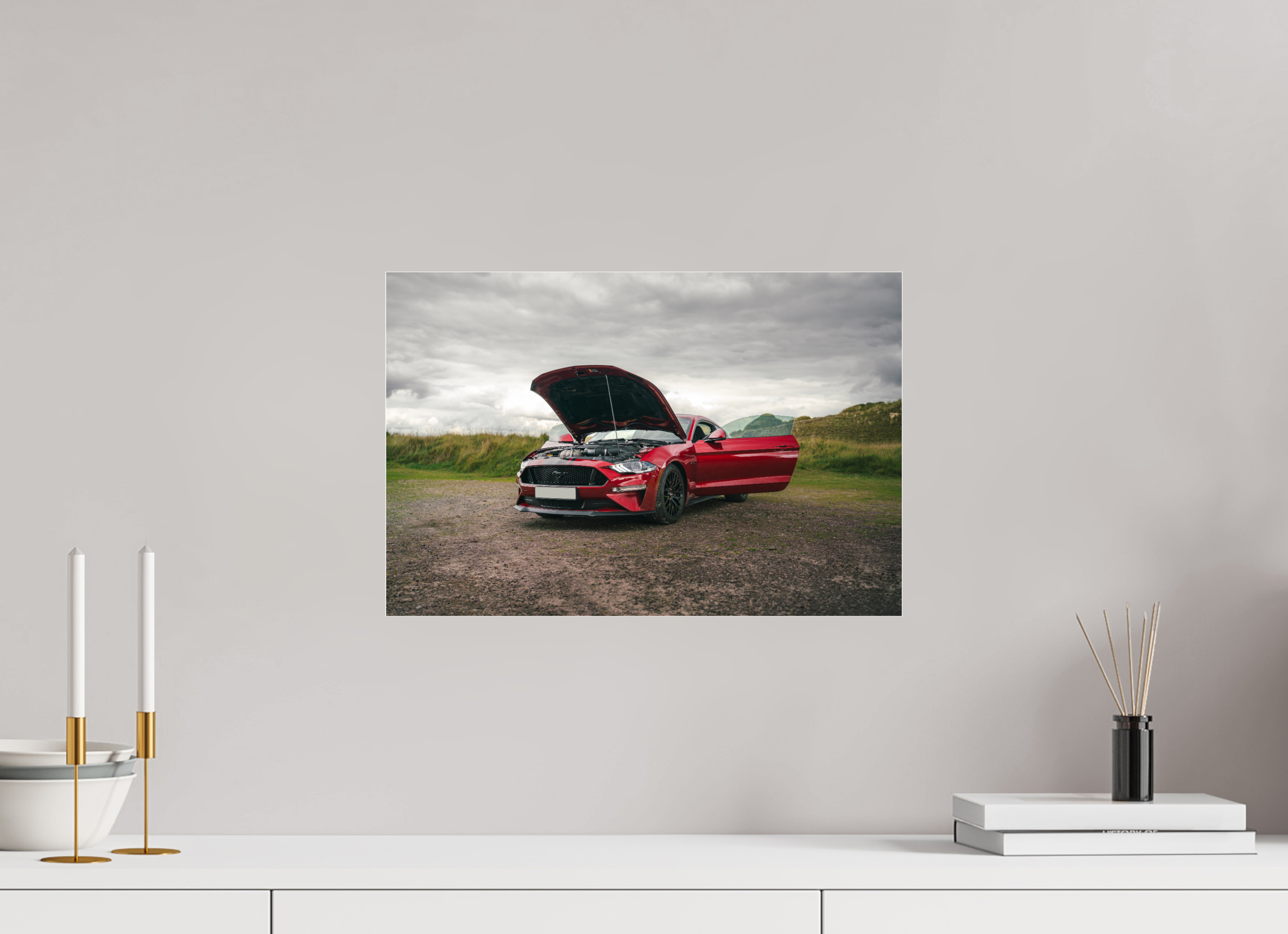 45 x 30 cm, Photo Print Under Acrylic Glass Photographie Murale - Mustang VI GT Hatchback 2018