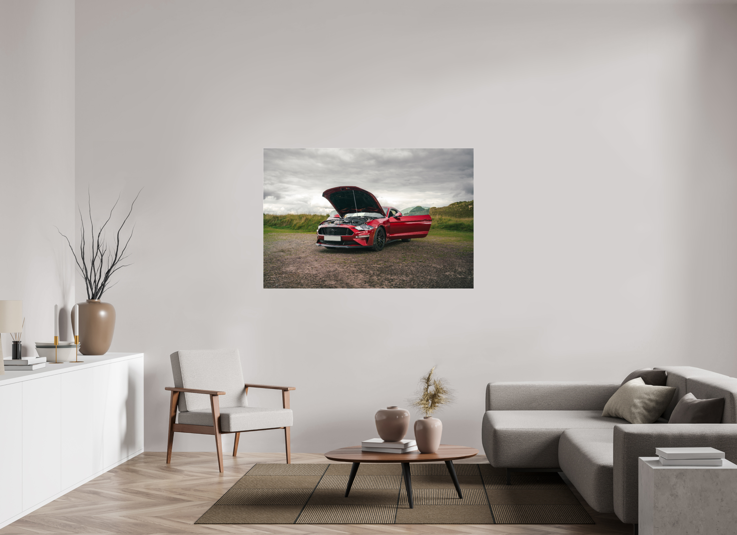 150 x 100 cm, Photo Print Under Acrylic Glass Photographie Murale - Mustang VI GT Hatchback 2018