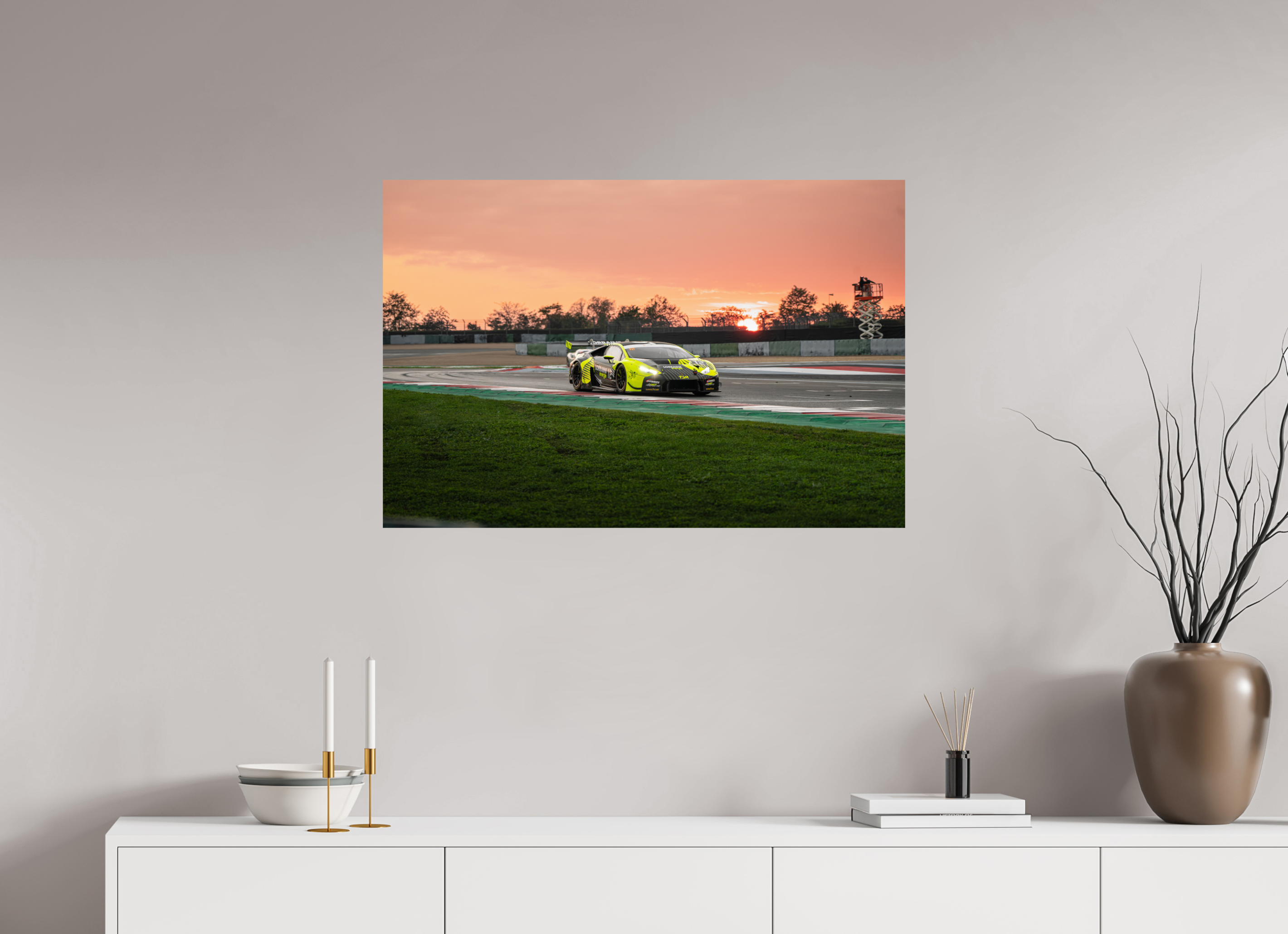90 x 60 cm, Photo Print On Fuji Crystal DP II Photographie Murale - Lamborghini Huracan GT3 Evo Sunset n2