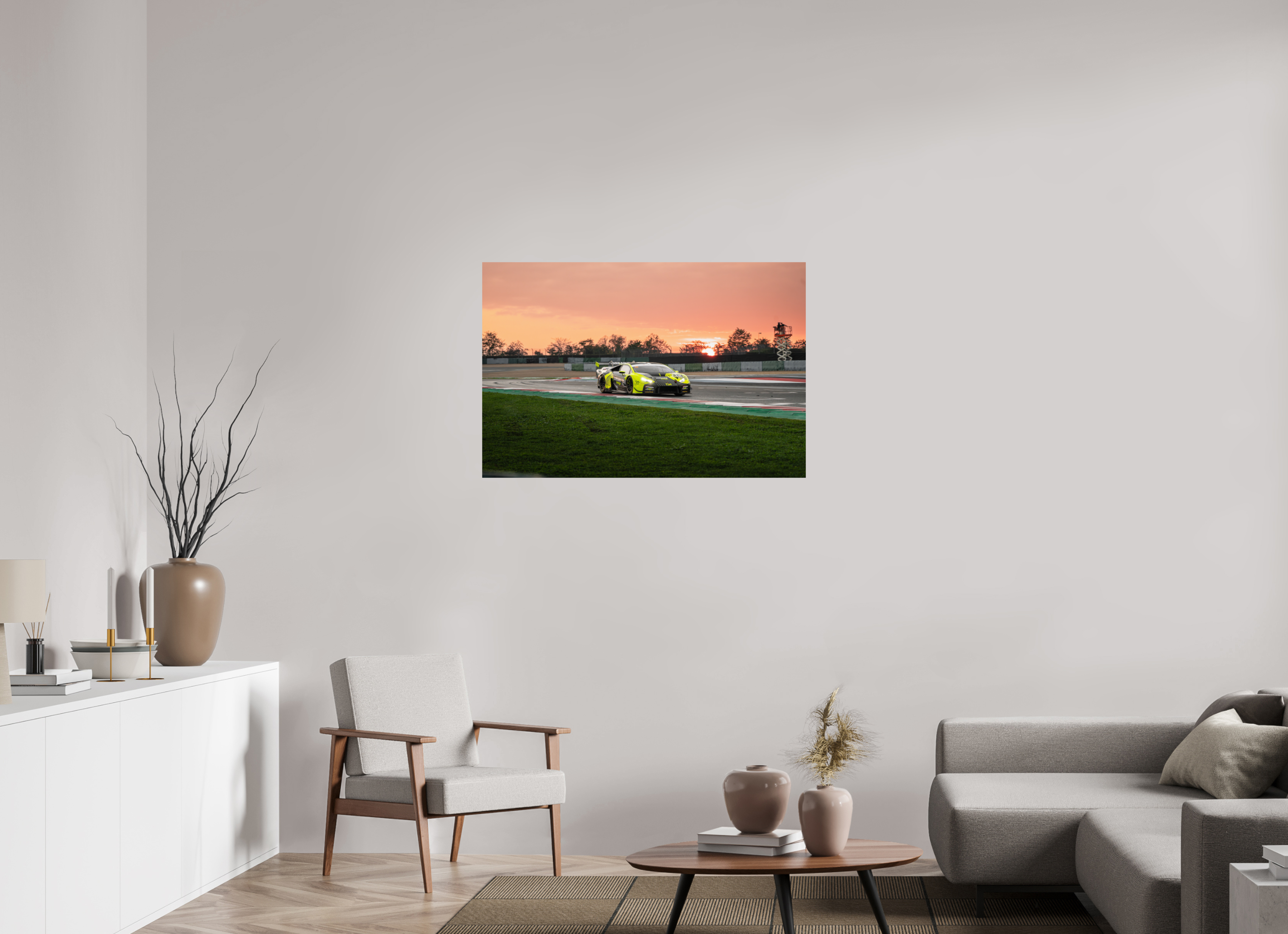105 x 70 cm, Photo Print On Fuji Crystal DP II Photographie Murale - Lamborghini Huracan GT3 Evo Sunset n2