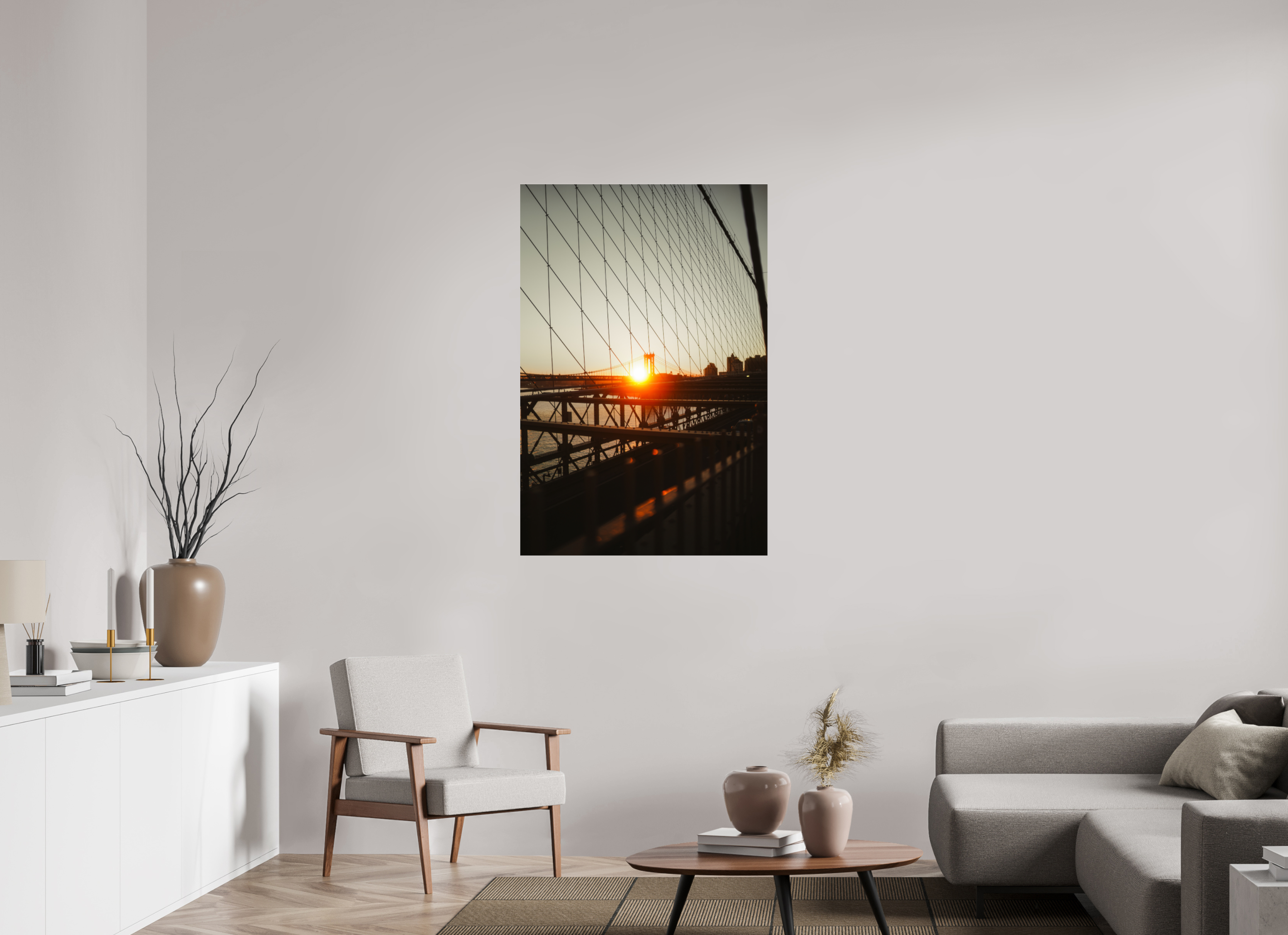 80 x 120 cm, Photo Print Under Acrylic Glass Photographie Murale - Pont de Brooklyn