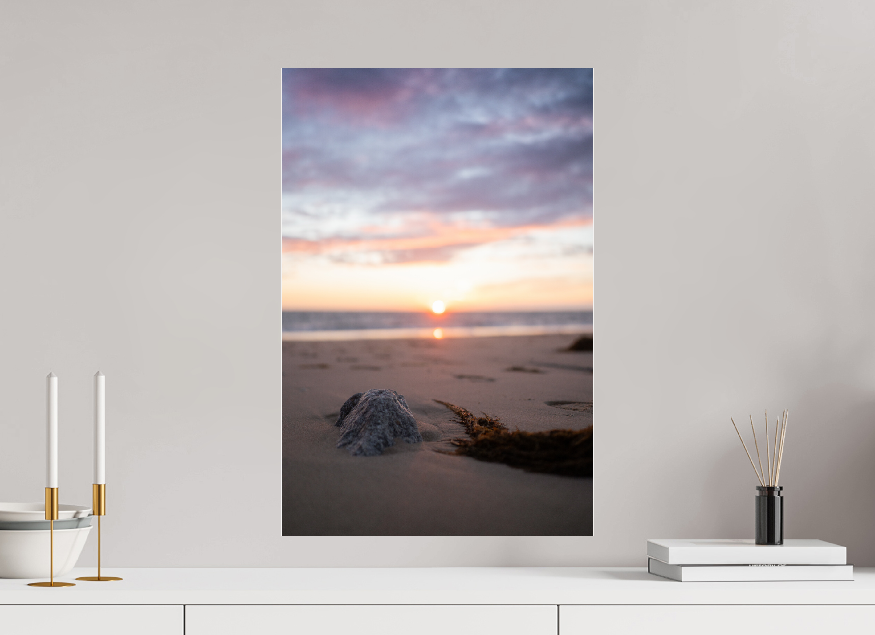40 x 60 cm, Photo Print Under Acrylic Glass Photographie Murale - Couché de soleil sur la mer