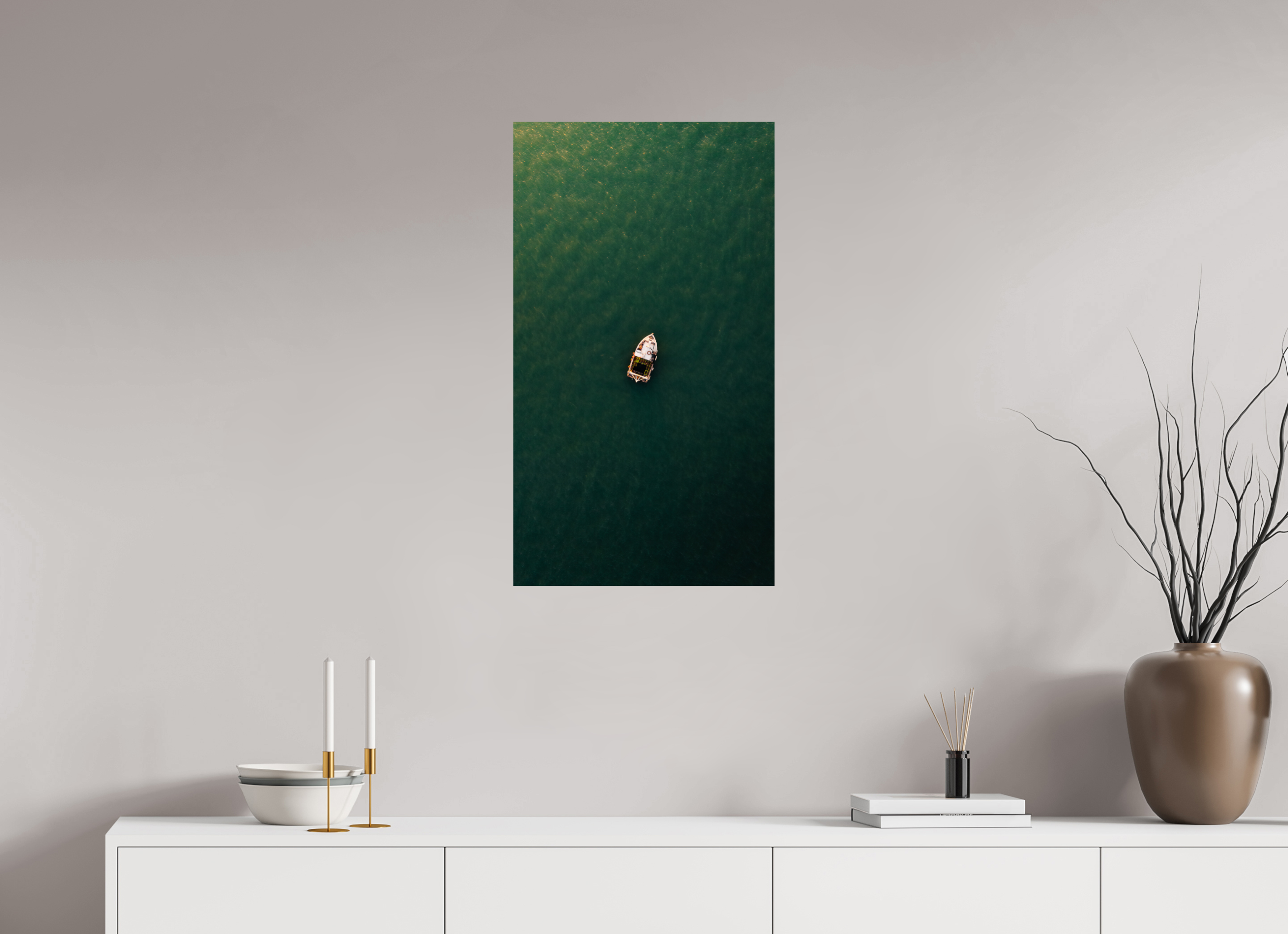 45 x 80 cm, Photo Print On Fuji Crystal DP II Photographie Murale - Bateau de pêche isolé.