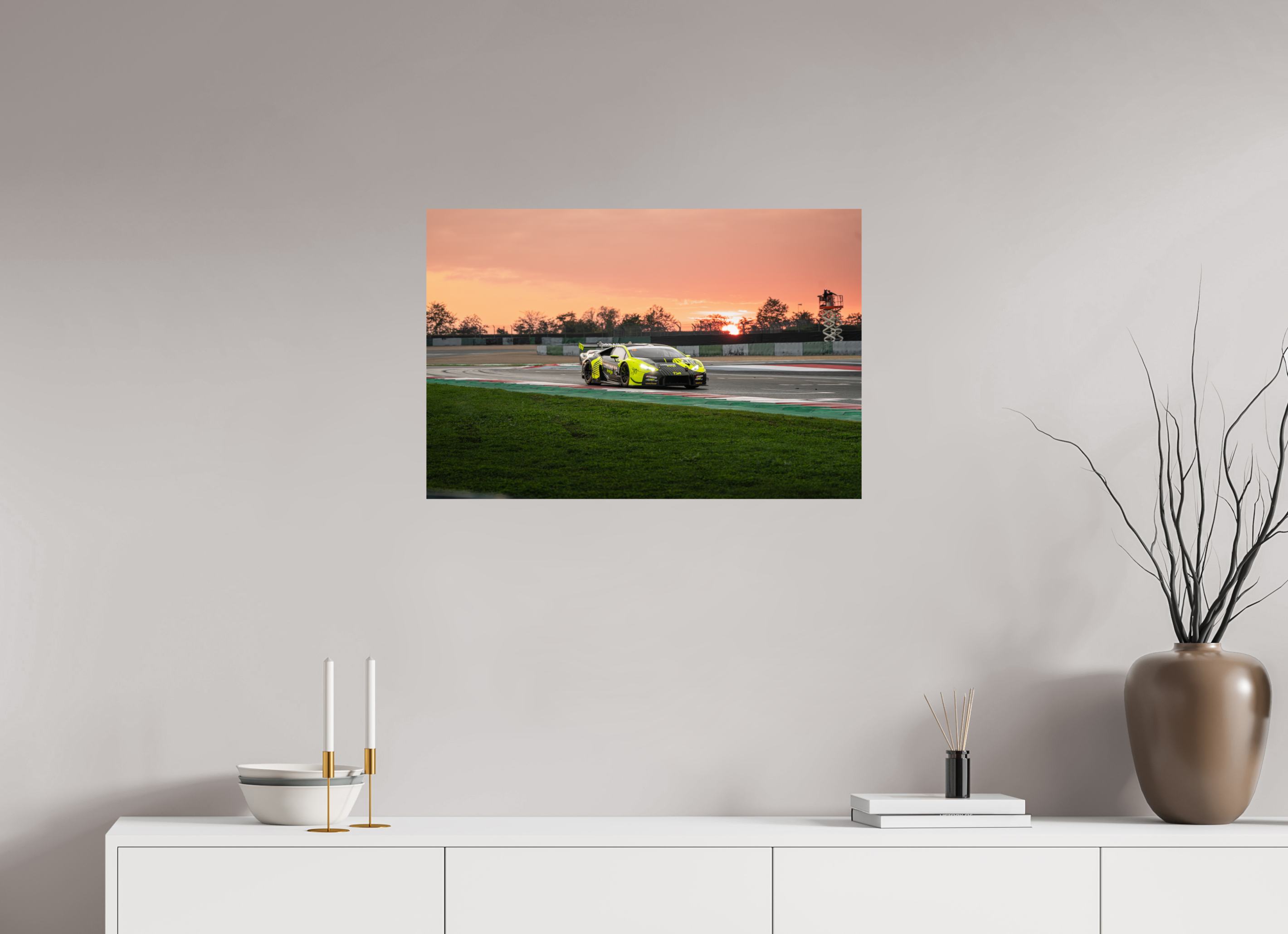 75 x 50 cm, Photo Print On Fuji Crystal DP II Photographie Murale - Lamborghini Huracan GT3 Evo Sunset n2