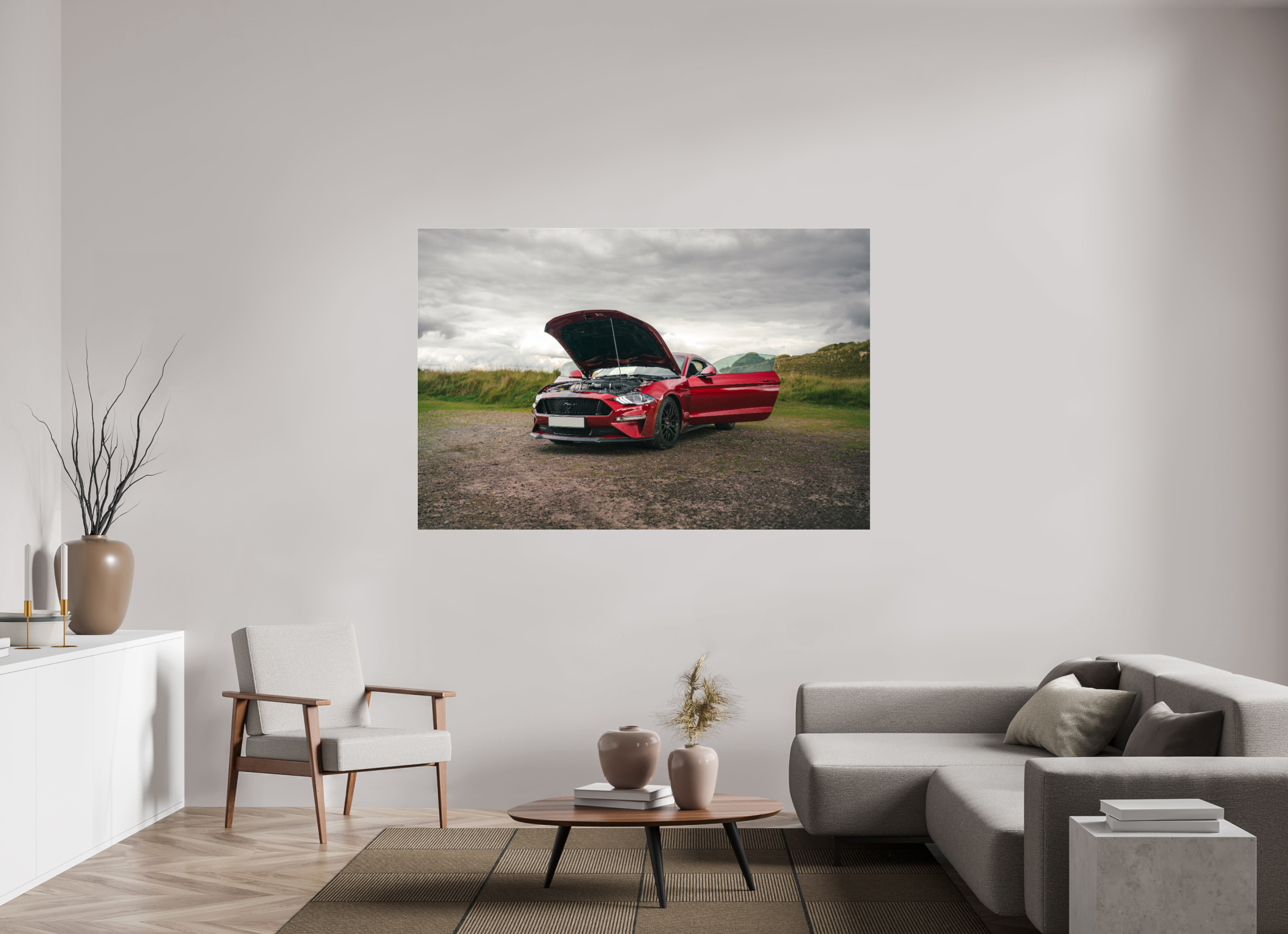 180 x 120 cm, Photo Print Under Acrylic Glass Photographie Murale - Mustang VI GT Hatchback 2018