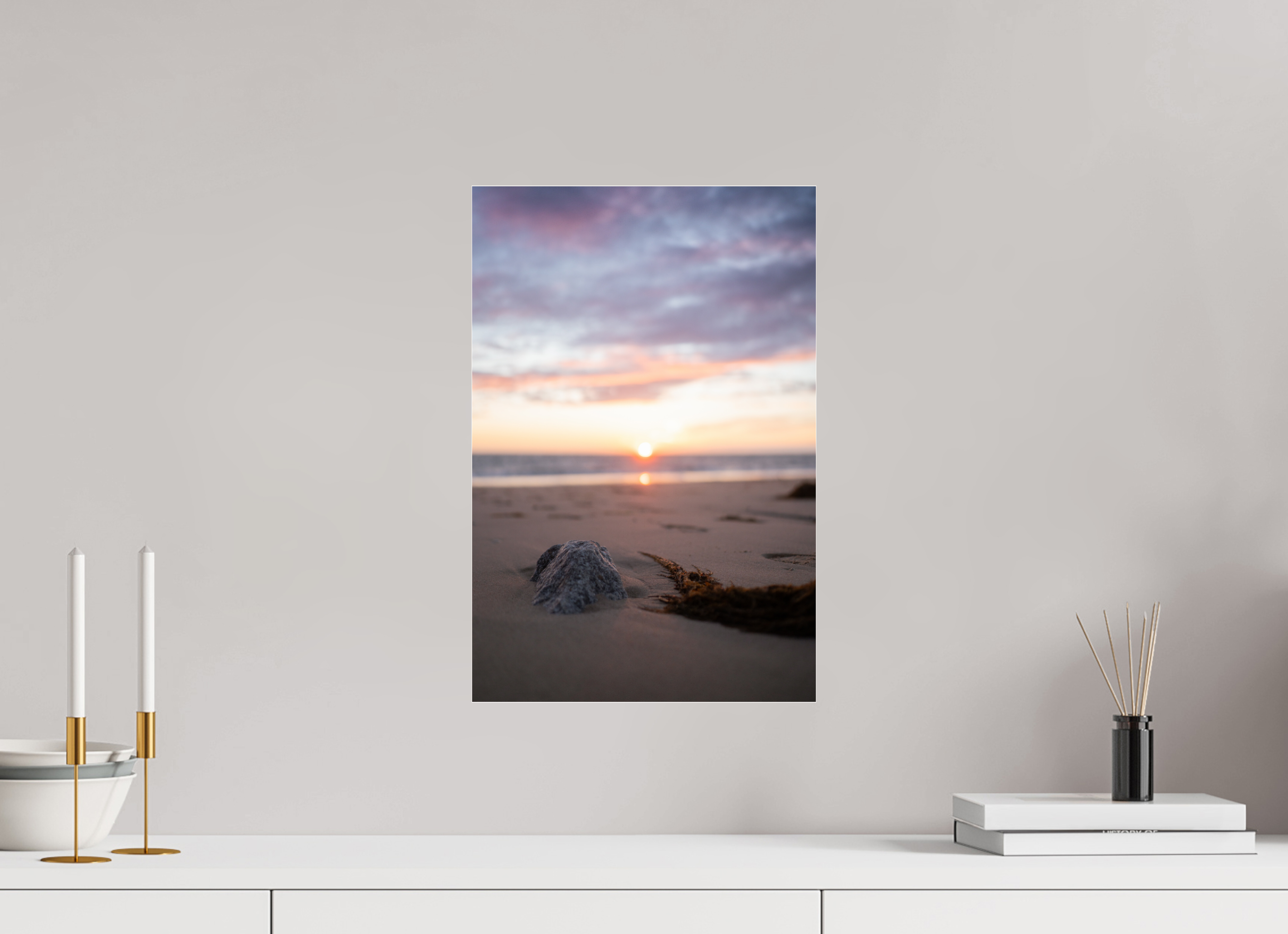 30 x 45 cm, Photo Print Under Acrylic Glass Photographie Murale - Couché de soleil sur la mer