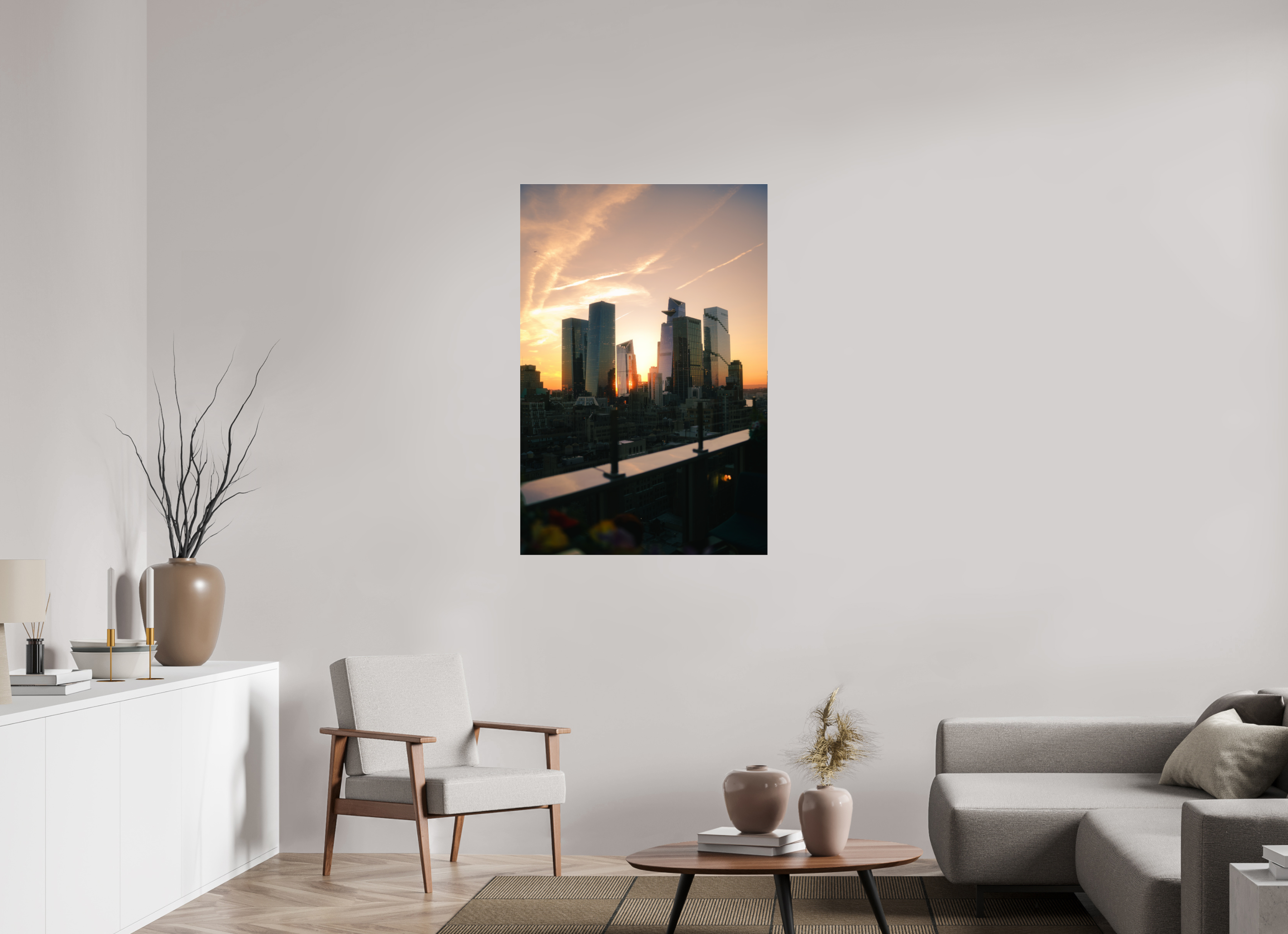 80 x 120 cm, Photo Print Under Acrylic Glass Photographie Murale - Sunset New-York