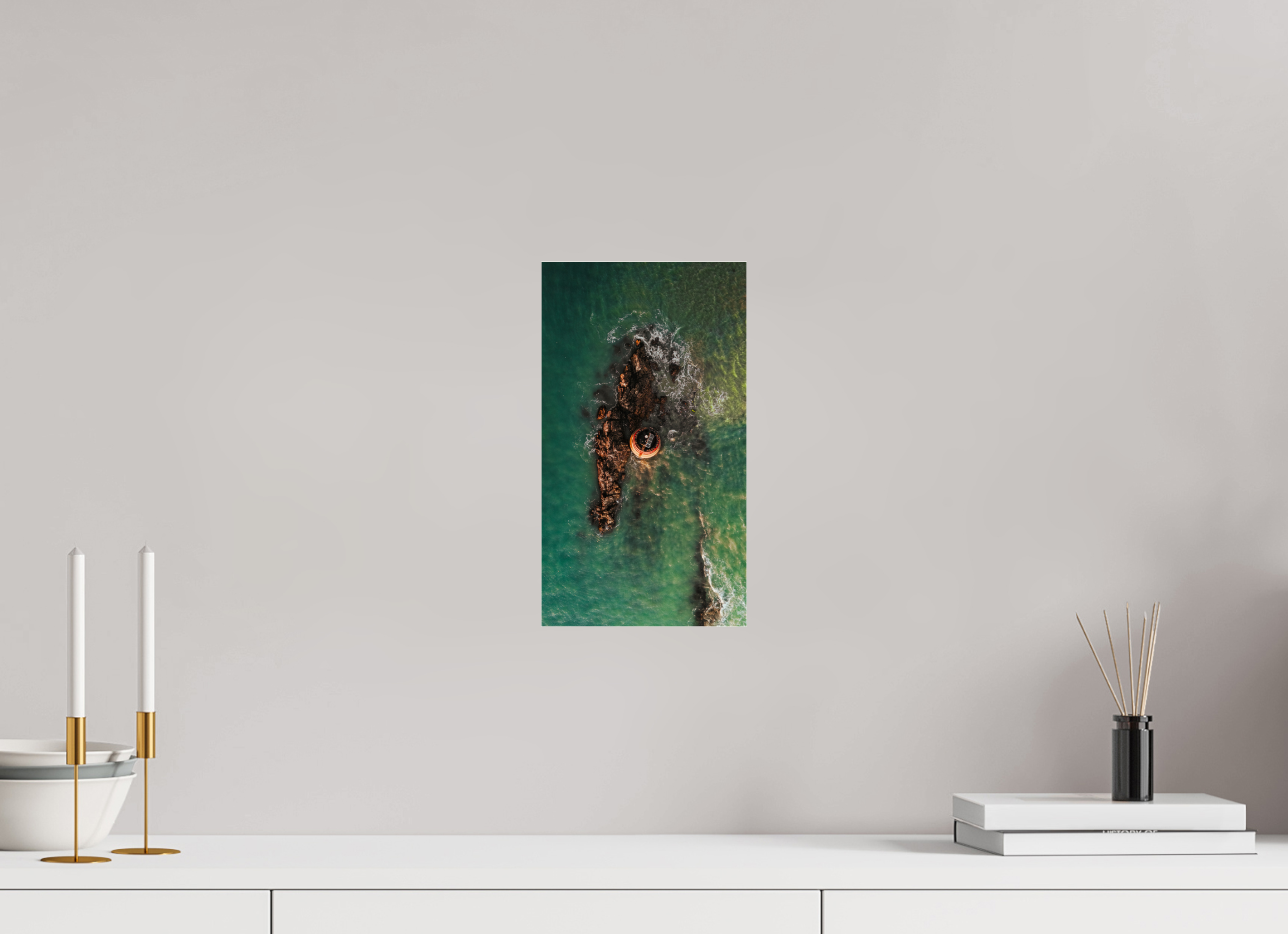 18 x 32 cm, Photo Print Under Acrylic Glass Photographie Murale - Phare isolé